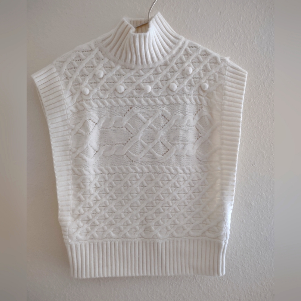 INC International Concepts Cream Mock Neck Sweater Tunic Sz. M